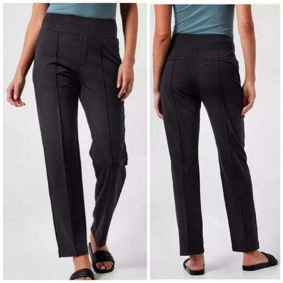 Athleta Eastbound Straight Ponte Stretch Work Pant Women’s size 6T Black classic - Picture 1 of 13